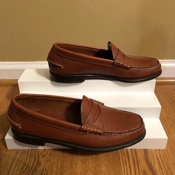 LL Bean Men’s Brown Leather Penny Loafers Slip on Casual Shoes Sz. 9 1/2 D. - Picture 4 of 8